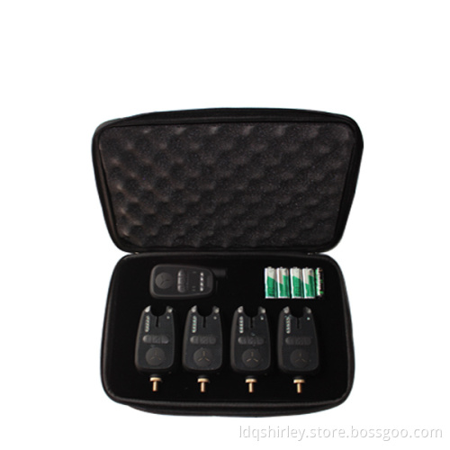 Black Wireless 4 Bite Alarm Set + Receiver Carp Fishing Tackle For Sale